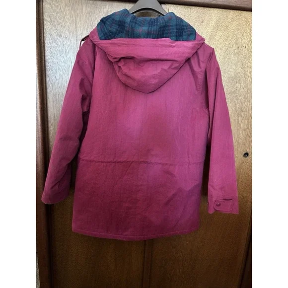 L.L.Bean VTG Woman Red Plaid Parka Coat Winter Jacket XL Wool Jacket - Picture 4 of 4